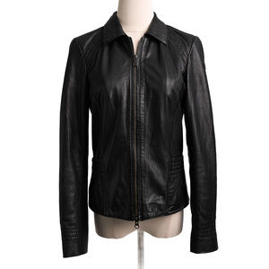 Excellent Henry Lloyd Black Leather Jacket Size XXS Women
